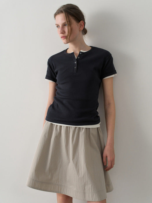 [facade pattern] Henley Neck Rib Slim T-shirt_5color