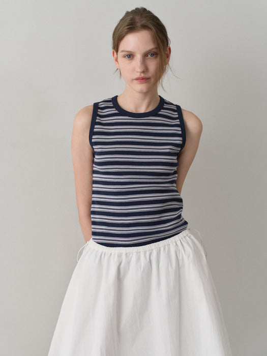 Facade Pattern Stripe Crewneck Sleeveless