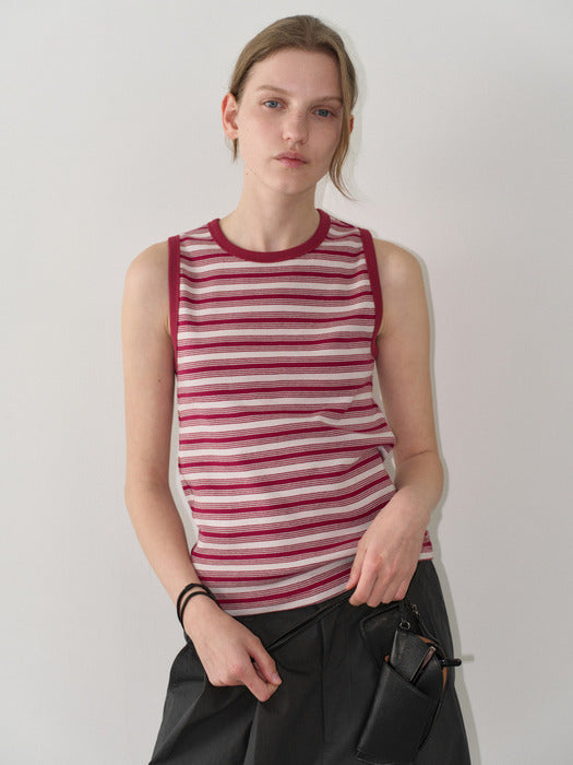 Facade Pattern Stripe Crewneck Sleeveless