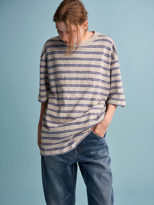 Facade Pattern Oversized Stripe T-shirt