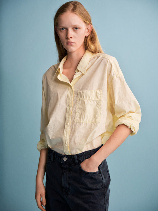 Facade Pattern Vintage Cotton Shirt lemon