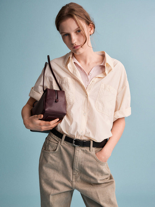 Facade Pattern Double Pocket Half Shirt cream
