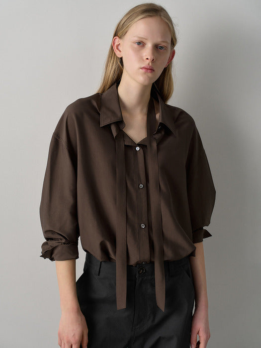 Facade Pattern Relax Tie Shirt brown