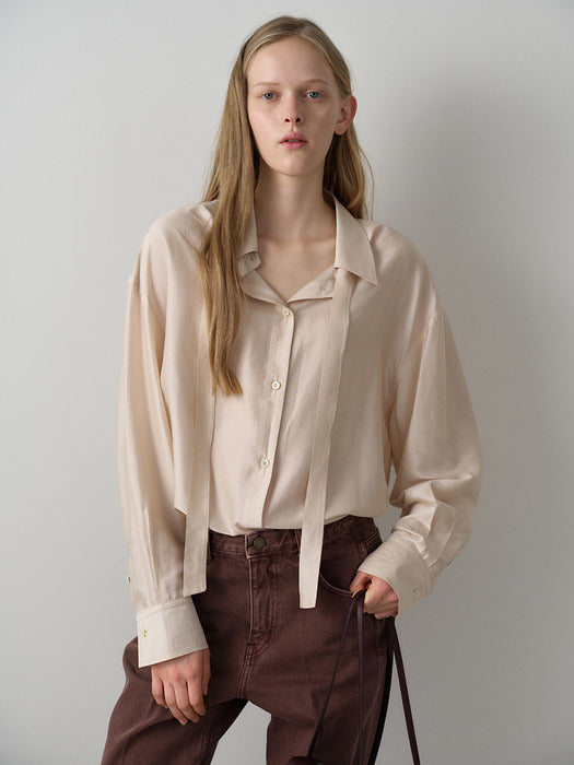 Facade Pattern Relax Tie Shirt ivory