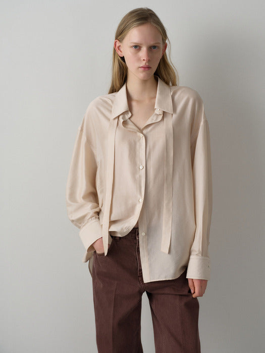 Facade Pattern Relax Tie Shirt ivory
