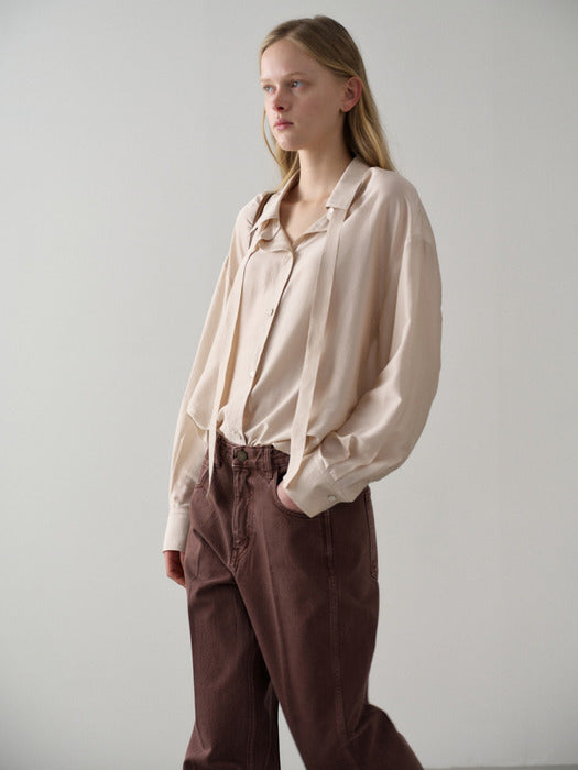 Facade Pattern Relax Tie Shirt ivory