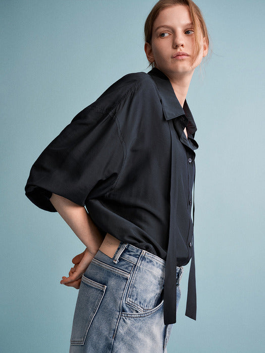 Facade Pattern Relax Tie Shirt navy