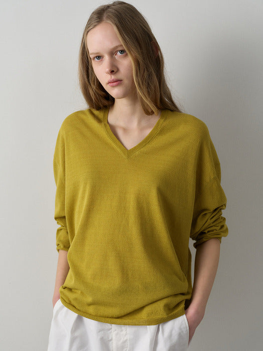 Facade Pattern Boyfit V-neck Knitwear olive