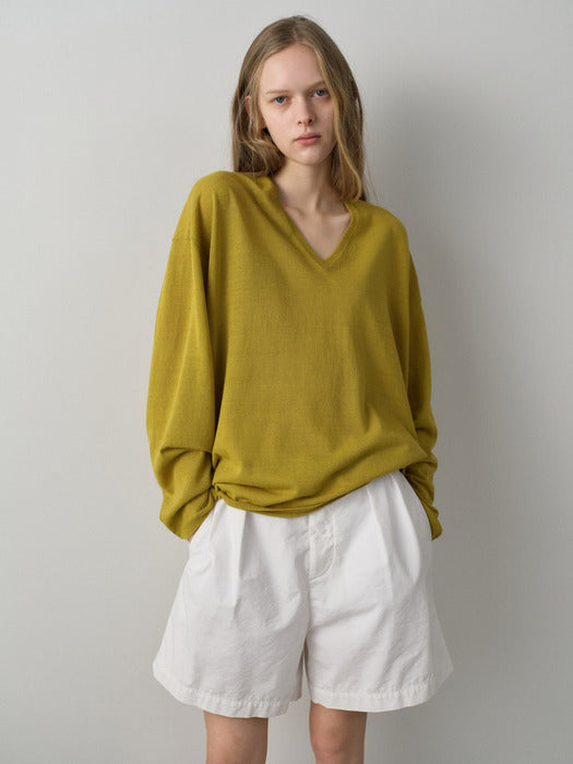 Facade Pattern Boyfit V-neck Knitwear olive