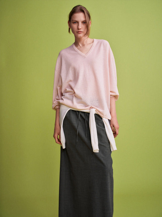 Facade Pattern Boyfit V-neck Knitwear dust pink