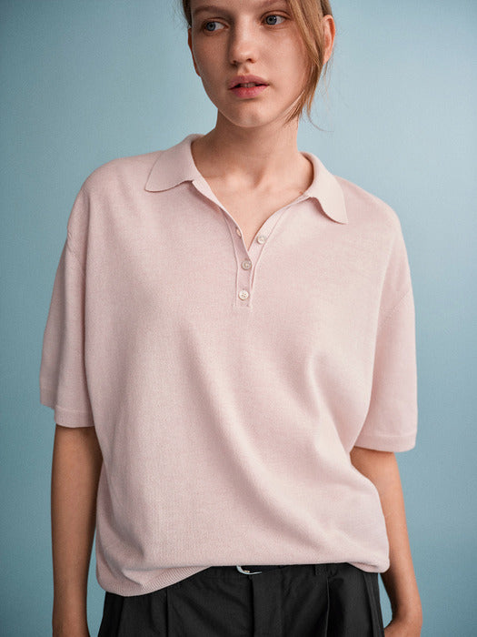 Facade Pattern Classic Polo Knitwear light pink