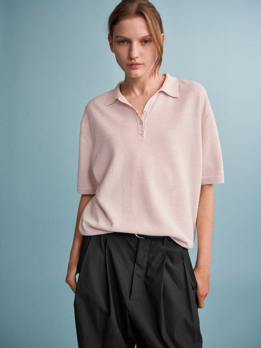 Facade Pattern Classic Polo Knitwear light pink