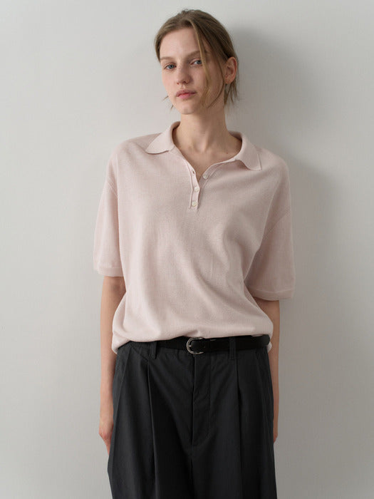 Facade Pattern Classic Polo Knitwear light pink