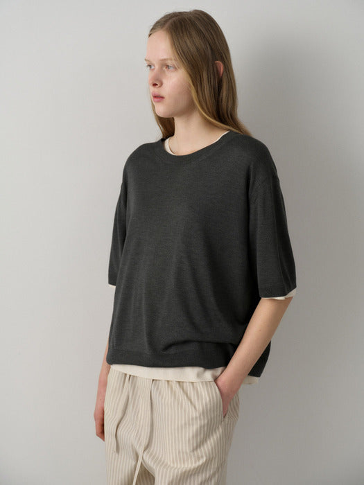 [facade pattern] Lyocell Knitwear T-shirt_4color