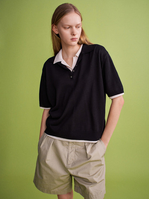 Facade Pattern Classic Polo Knitwear black