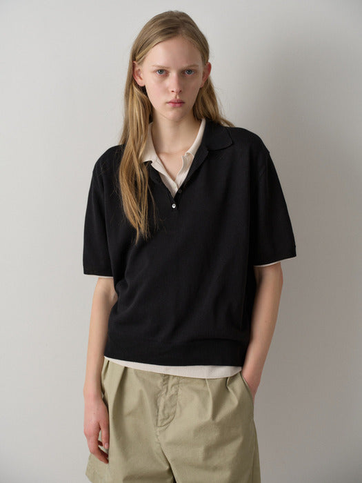 Facade Pattern Classic Polo Knitwear black
