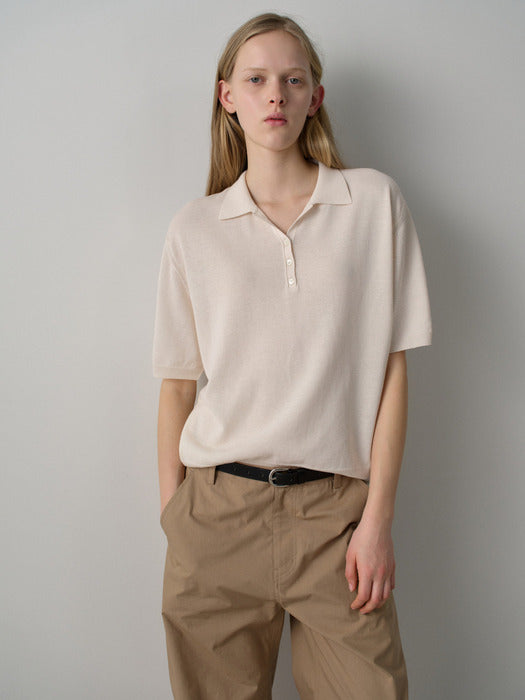 Facade Pattern Classic Polo Knitwear ivory