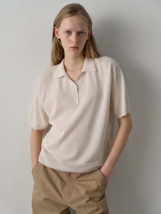 Facade Pattern Classic Polo Knitwear ivory