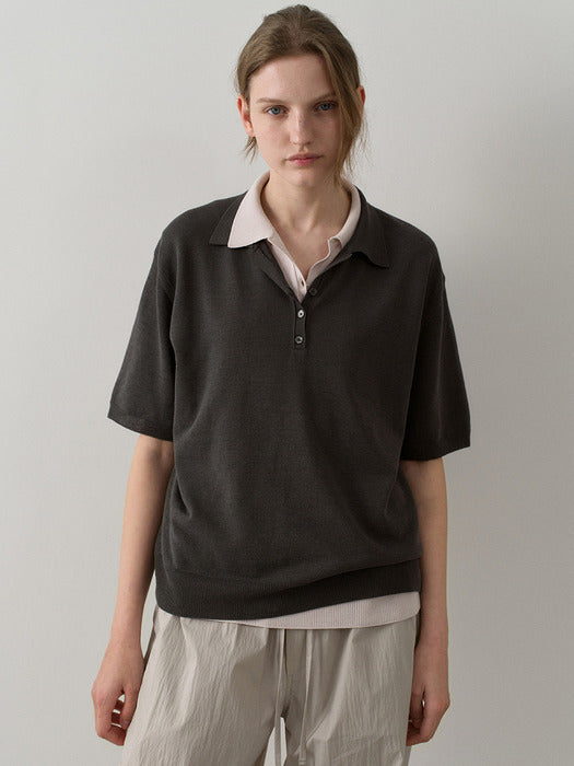 Facade Pattern Classic Polo Knitwear charcoal