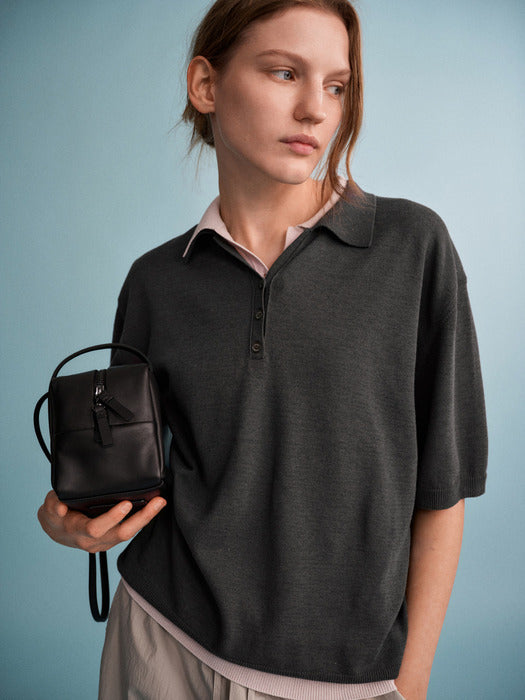 Facade Pattern Classic Polo Knitwear charcoal