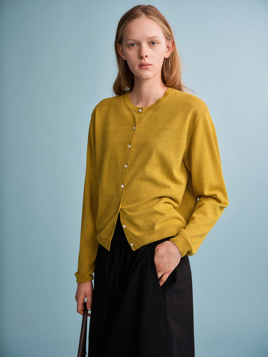 Facade Pattern Linen Breeze Cardigan olive