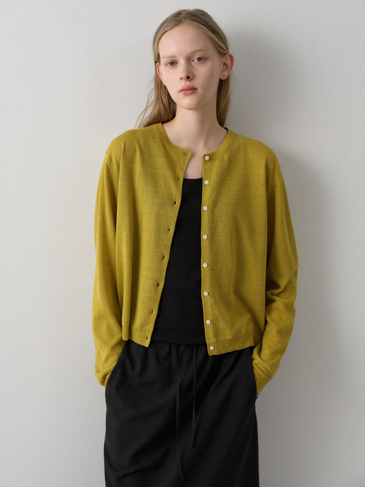 Facade Pattern Linen Breeze Cardigan olive