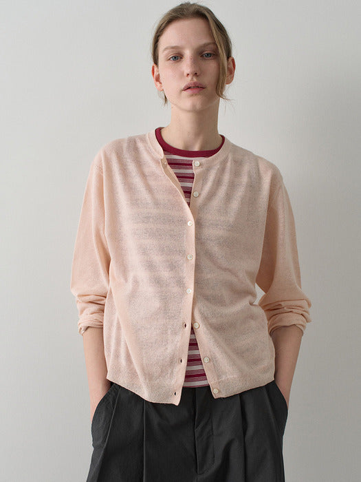 Facade Pattern Linen Breeze Cardigan dust pink
