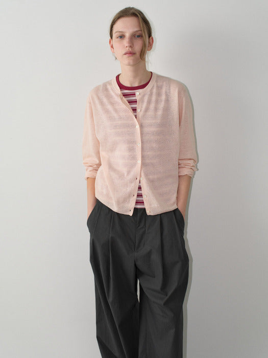 Facade Pattern Linen Breeze Cardigan dust pink