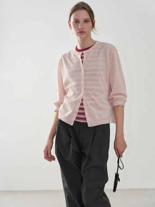 Facade Pattern Linen Breeze Cardigan dust pink