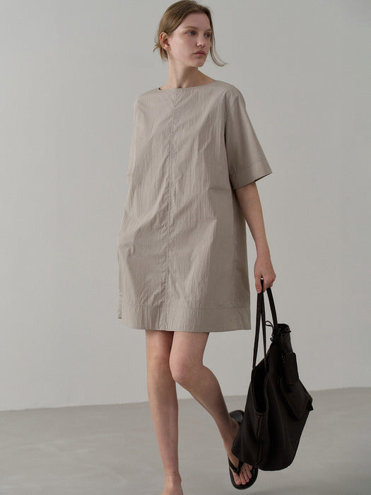 Facade Pattern Breeze Half Sleeve Dress soft grey