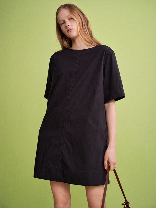 Facade Pattern Breeze Half Sleeve Dress black
