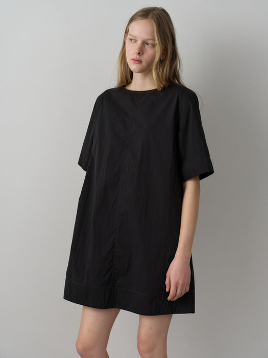 Facade Pattern Breeze Half Sleeve Dress black
