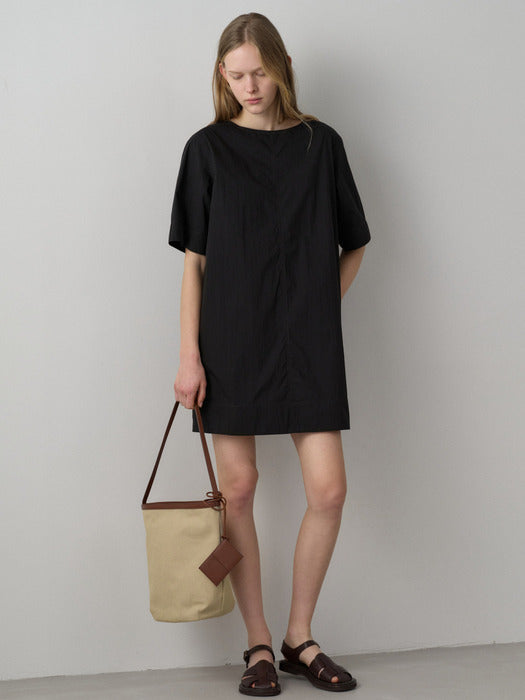 Facade Pattern Breeze Half Sleeve Dress black