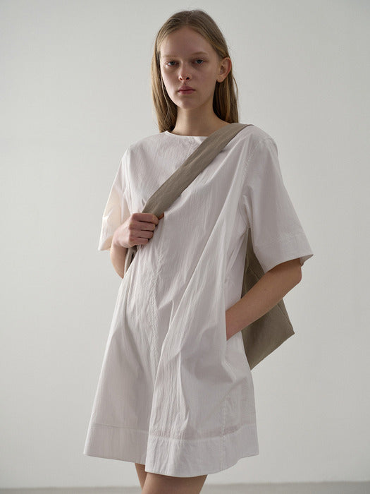 Facade Pattern Breeze Half Sleeve Dress off white