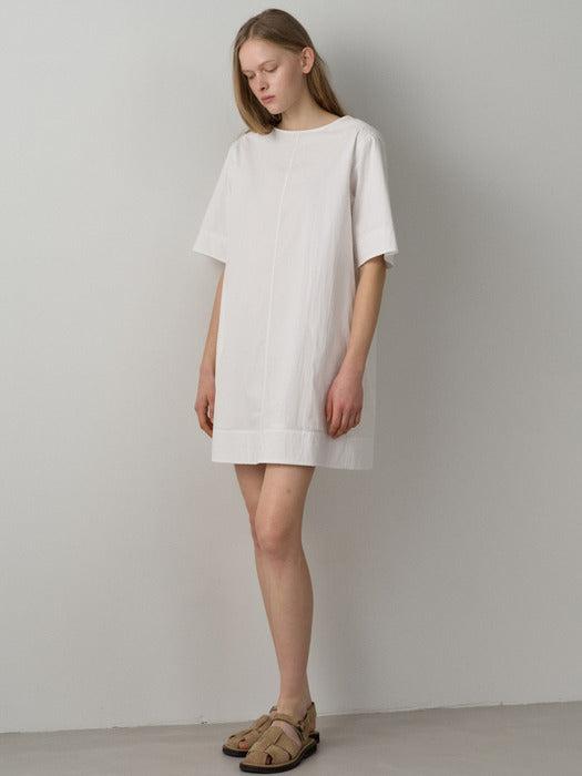 Facade Pattern Breeze Half Sleeve Dress off white