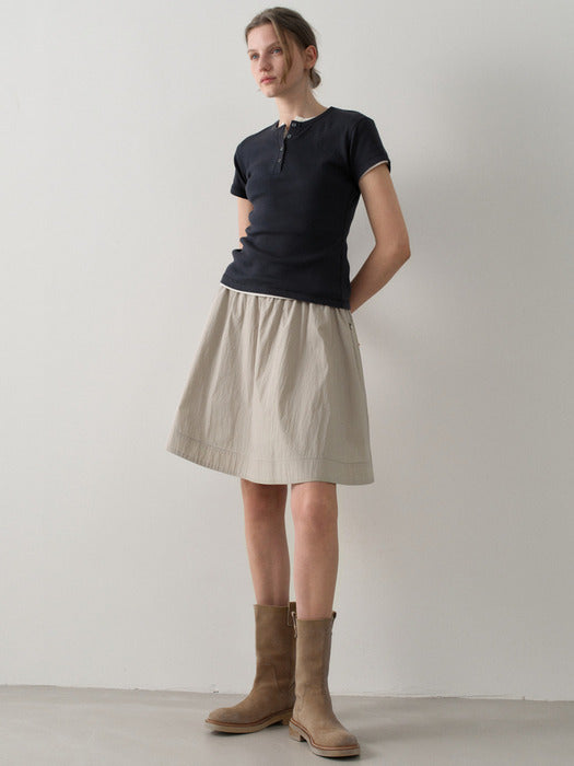 Facade Pattern Breeze Gather Mini Skirt - soft grey