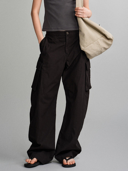 Facade Pattern Vintage Cotton Cargo Pants black