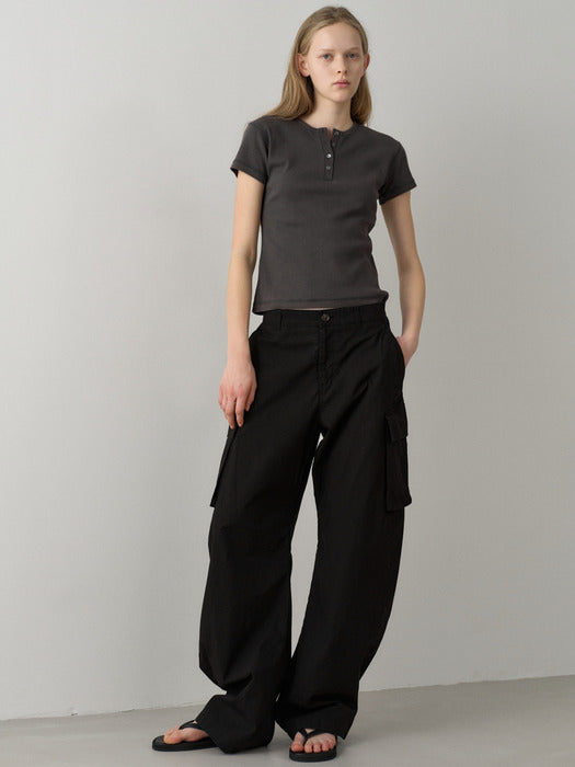 Facade Pattern Vintage Cotton Cargo Pants black