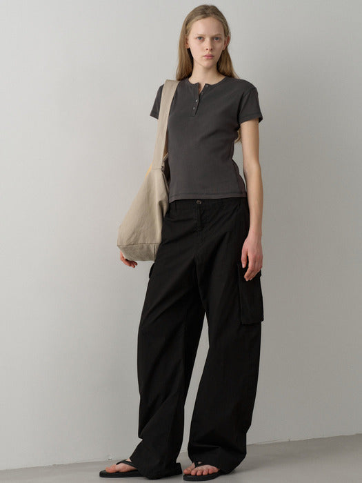 Facade Pattern Vintage Cotton Cargo Pants black