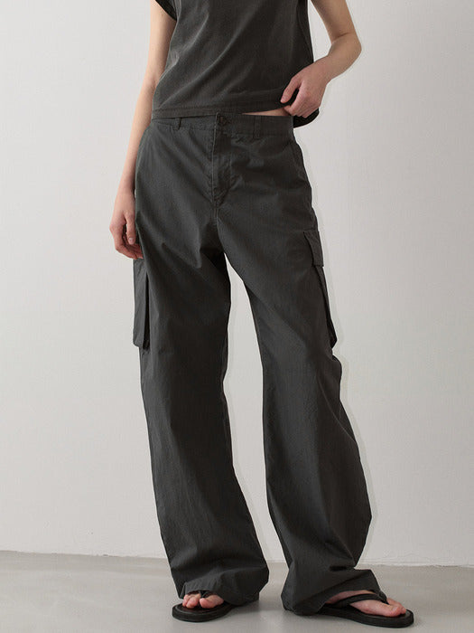 Facade Pattern Vintage Cotton Cargo Pants charcoal