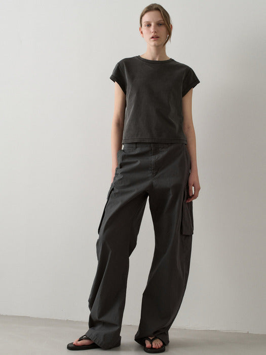 Facade Pattern Vintage Cotton Cargo Pants charcoal