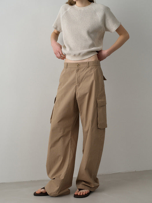Facade Pattern Vintage Cotton Cargo Pants almond beige