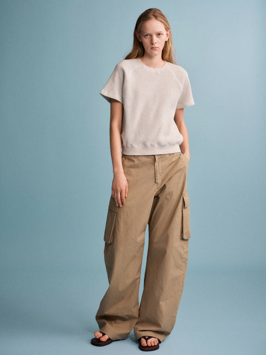 Facade Pattern Vintage Cotton Cargo Pants almond beige