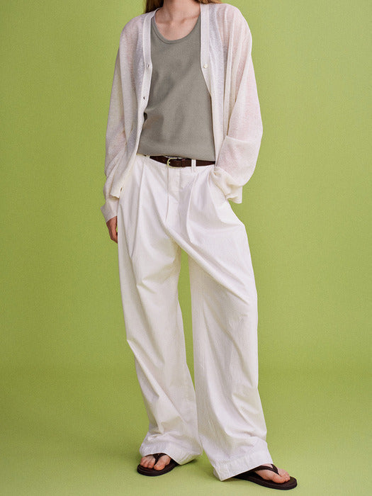 [facade pattern] Vintage Cotton Two-Tuck Wide Pants_white
