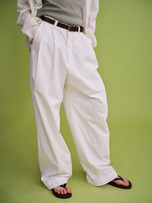 [facade pattern] Vintage Cotton Two-Tuck Wide Pants_white