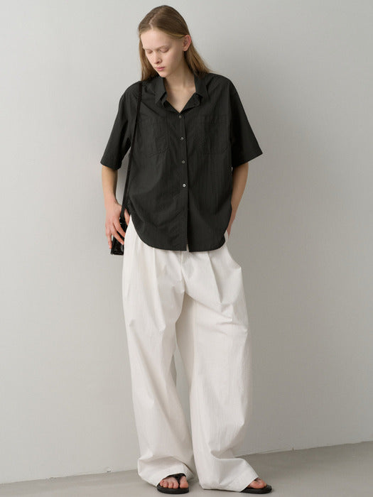 [facade pattern] Vintage Cotton Two-Tuck Wide Pants_white