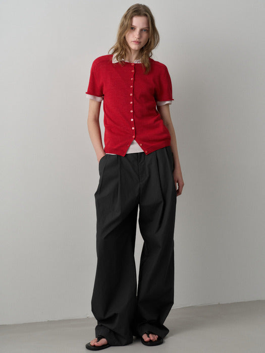 Facade Pattern Vintage Cotton Two-Tuck Wide Pants charcoal