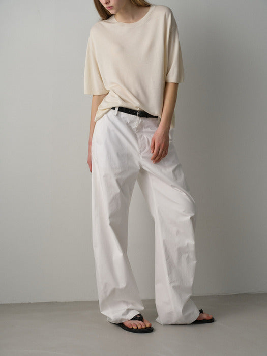 Facade Pattern Round Curved Pants white