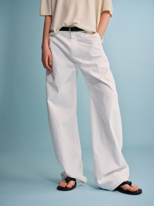 Facade Pattern Round Curved Pants white