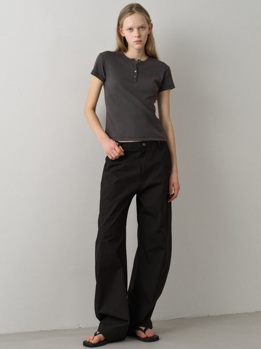 Facade Pattern Round Curved Pants black